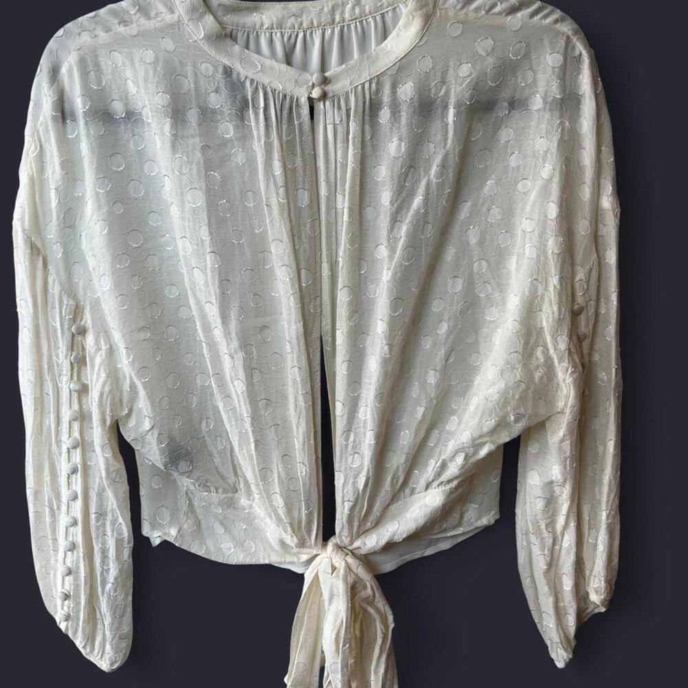 FIVESEVENTYFIVE  (Barney’s ) Polka Dot Cotton Blouse. Size Large - Picture 2 of 6
